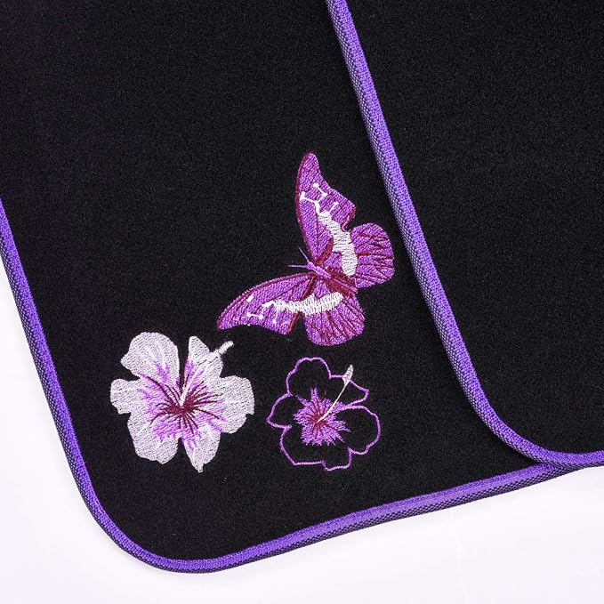 CAR PASS Embroidery Butterfly and Flower Car Floor Mats, Universal Fit 95% - Image 9