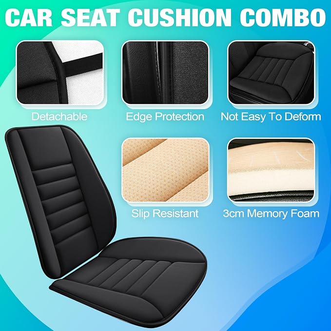 MYFAMIREA Car Seat Cushion and Back Support Pillow 1.2'' Thick Memory Foam Desk - Image 3