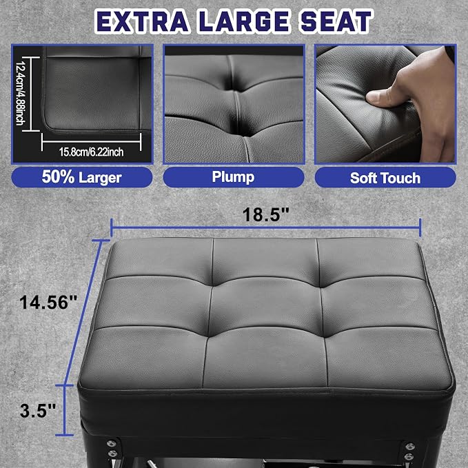 Rolling Mechanic Shop Stool - Image 3