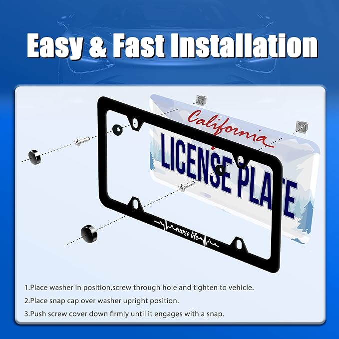 Nurse Life License Plate Frame Beautiful Text License Plate Stainless Steel - Image 3