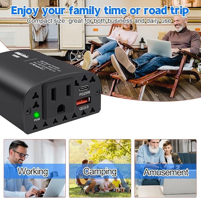 150W Car Power Inverter DC 12V to 110V AC Car Outlet Adapter - Image 5