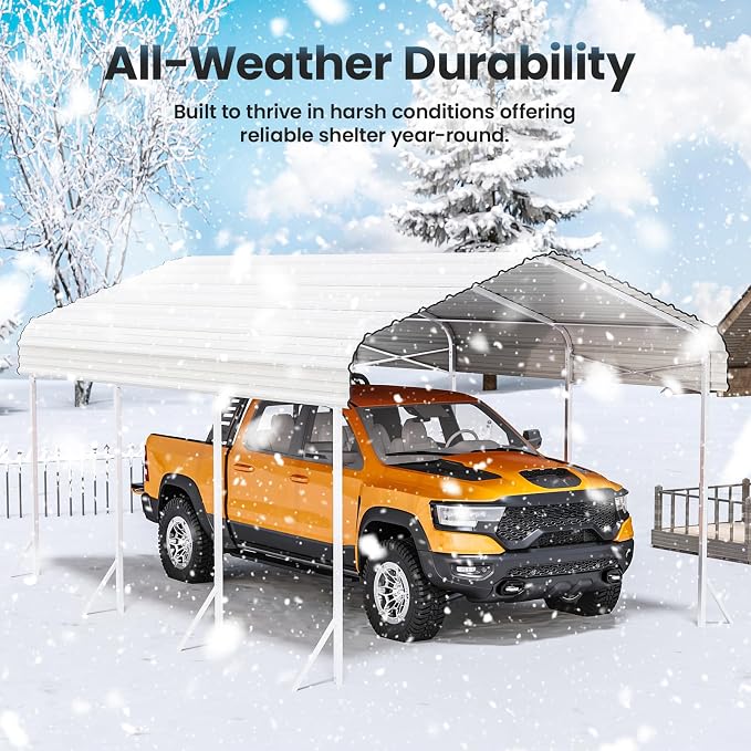 10x15 Carport, Heavy Duty Metal Car Port, All-Weather Protection, Easy Assembly - Image 4