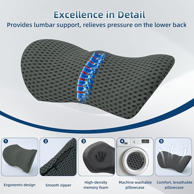 Lumbar Pillow, Memory Foam Lumbar Support Pillow - Image 2
