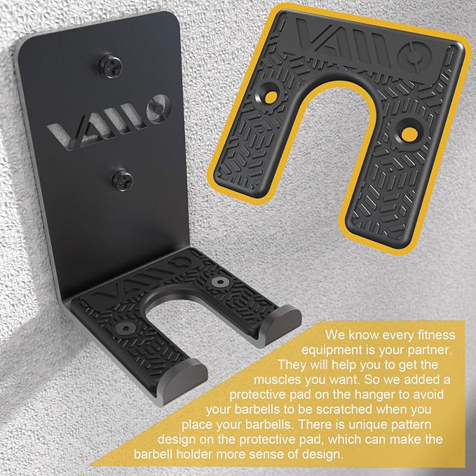 VAIIO Single Olympic Barbell Hanger, Garage Gym Bar Wall Rack, Vertical Barbell - Image 3