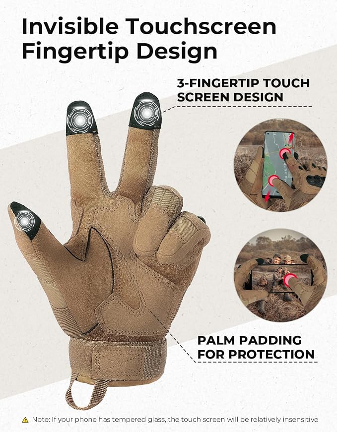 KEMIMOTO Tactical Gloves for Men, Touchscreen Motorcycle Gloves - Image 3