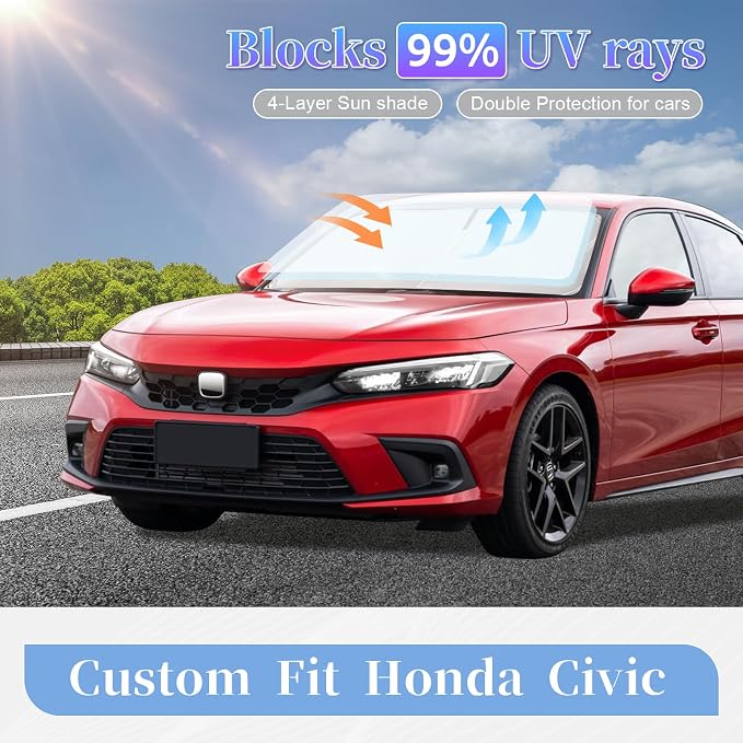 for Honda Civic 2022-2024 2025 Sun Shade Sunshade Windshield Cover, 4-Layer - Image 2