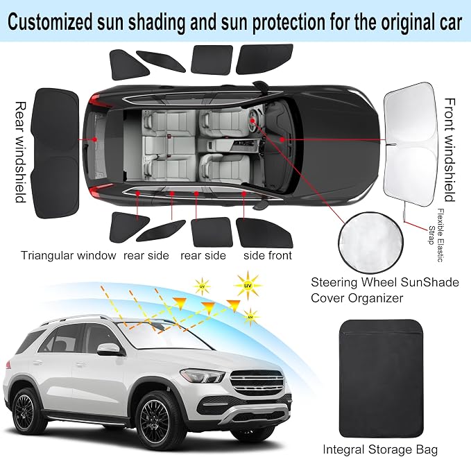 TINGLU Window Shades for Mercedes Benz GLE 350 450 2020-2024 Accessories Car - Image 3