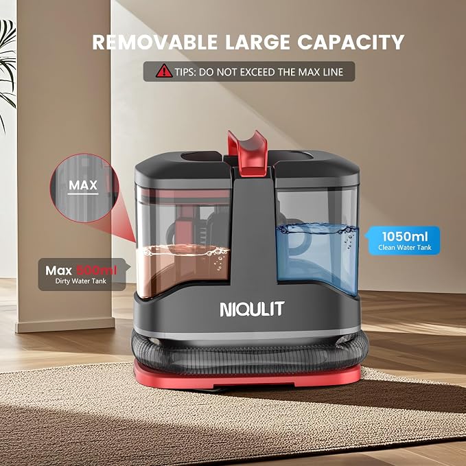 Portable Carpet & Upholstery Cleaner Machine, 15Kpa Strong Suction Spot Cleaner - Image 4