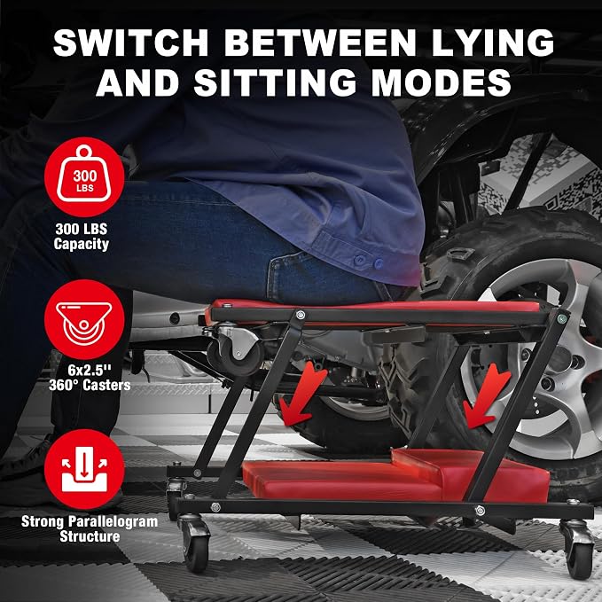 Torin 36" Rolling Foldable Car Creeper Automotive Creeper, 2-in-1 Garage Shop - Image 5