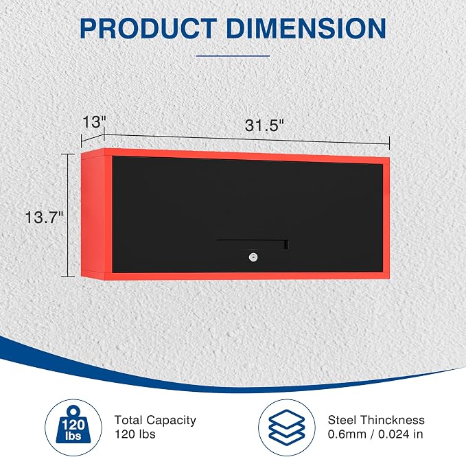 Metal Storage Cabinet Black&Red Wall Cabinets - Image 3