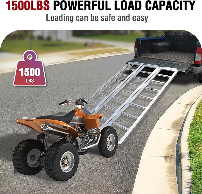 Rockland Tri-Fold Aluminum Loading Ramp, 1500 LBS Loading Capacity, Portable - Image 2