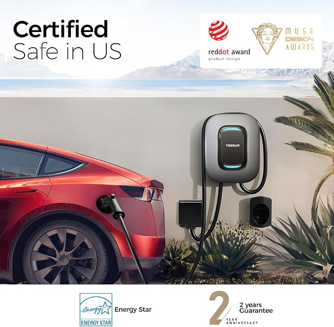 TESSAN Level 2 EV Charger, Hardwired Electric Vehicle Fast Charging Station - Image 6