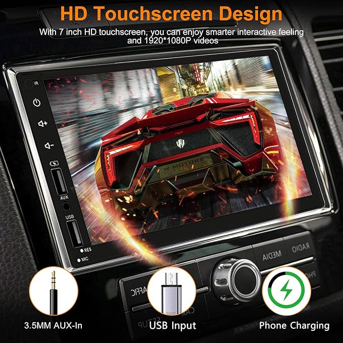 Double Din Car Stereo with Wireless Apple CarPlay & Android Auto, 7inch - Image 5