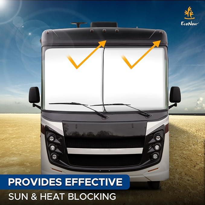 EcoNour 2-Piece Foldable Spring RV Windshield Sunshade, Reflective 240T Polyster - Image 3