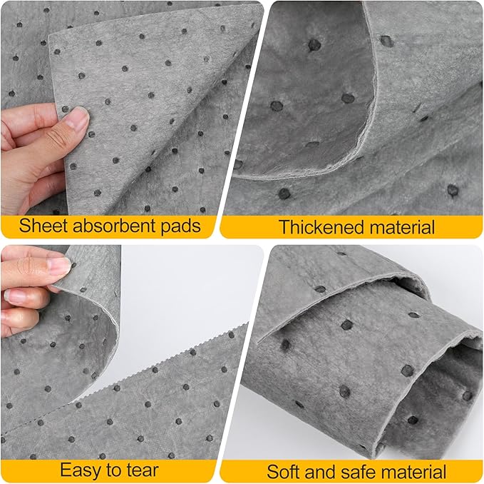 50PC Oil Absorbent Pads | 13"x10" Meltblown Polypropylene Mats, Hand-Tear Lines - Image 9
