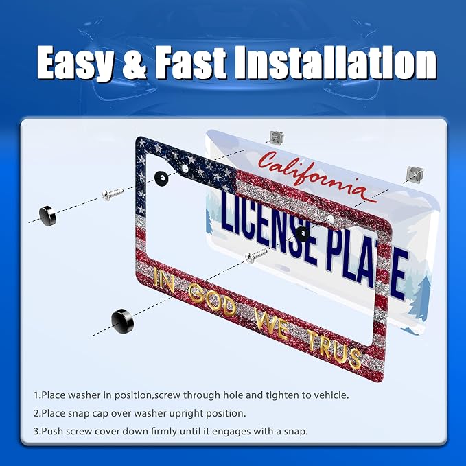 in God We Trust License Plate Frame American Flag License Plate Stainless Steel - Image 3