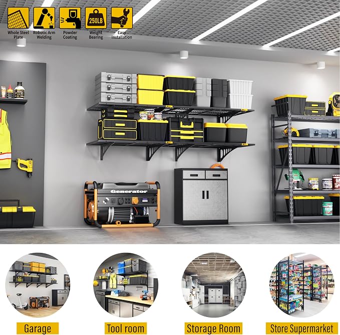 2x3ft Adjustable Rail Wall Garage Storage Shelf, - Image 4