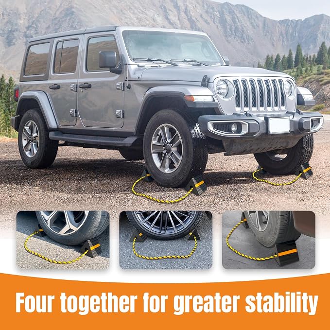 Rubber Wheel Chocks for RV Trailer Camper Truck Car Aircraft Boat, Versatile - Image 5