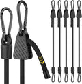 Adjustable Bungee Cords with Hooks, 6 Pack Heavy Duty Outdoor Carabiner Bungee by Rugtol