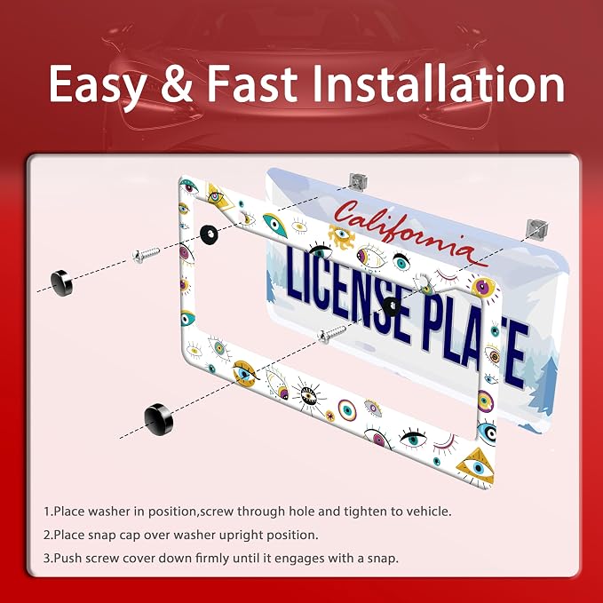 Evil Eye License Plate Frame Colorful License Plate Frames Stainless Steel - Image 3
