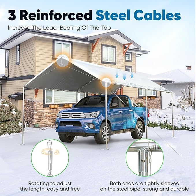 Quictent 10x15 ft Heavy Duty Car Canopy Galvanized Frame Carport Outdoor Party - Image 5