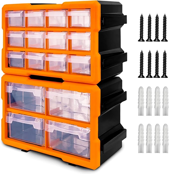 HORUSDY 16-Drawer Storage Cabinet, Wall Mountable Parts Organizer by HORUSDY