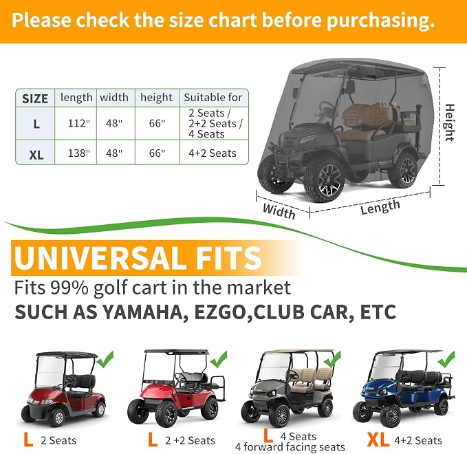 10L0L Heavy Duty Golf Cart Cover - Image 6
