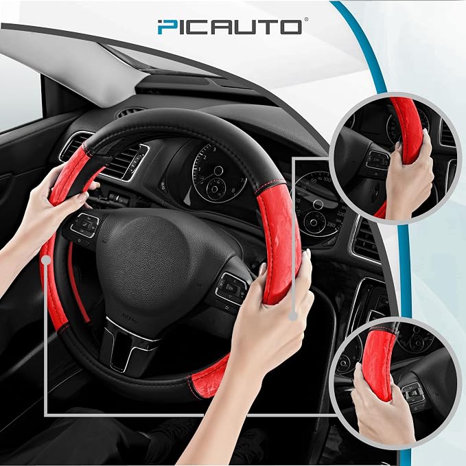 PIC AUTO Steering Wheel Cover, Silk Grain Leather Car Steering Wheel Protector - Image 4