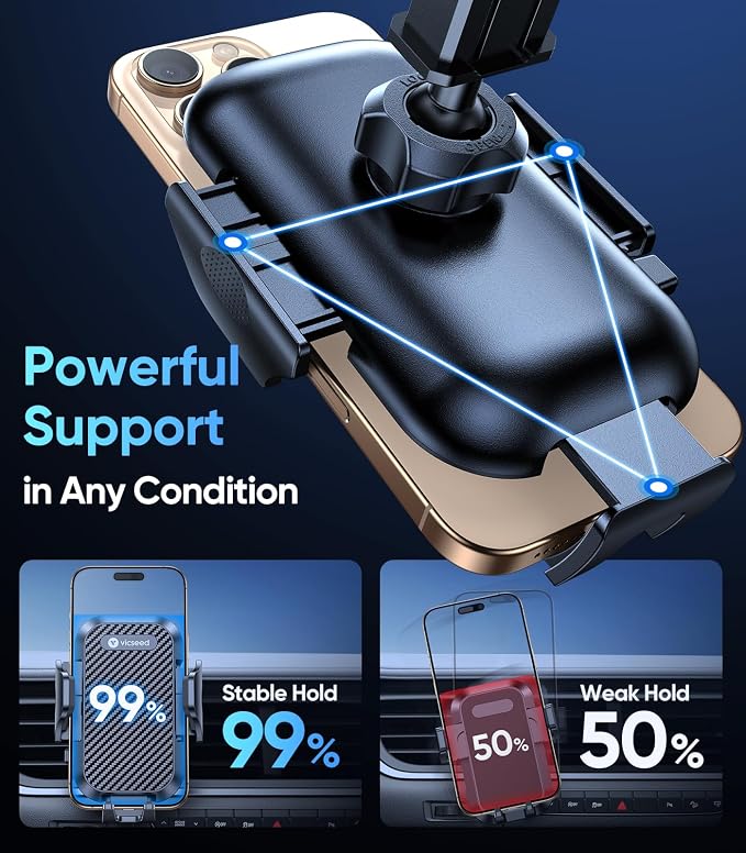 VICSEED Strong Suction Car Phone Holder 3-in-1 Dashboard Windshield Vent - Image 6