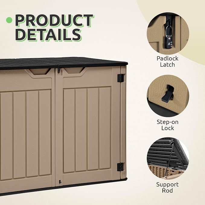 GOOBED 4.5x4ft Outdoor Horizontal Resin Storage Shed, 47 cuft Large Waterproof - Image 6
