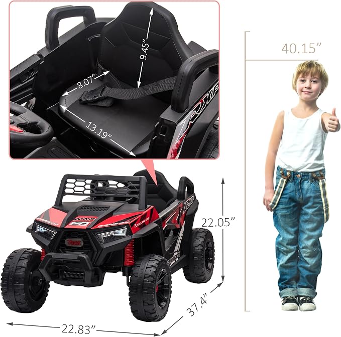 TOBBI 12V Kids Ride on Car, Electric Off-Road UTV Truck - Image 7