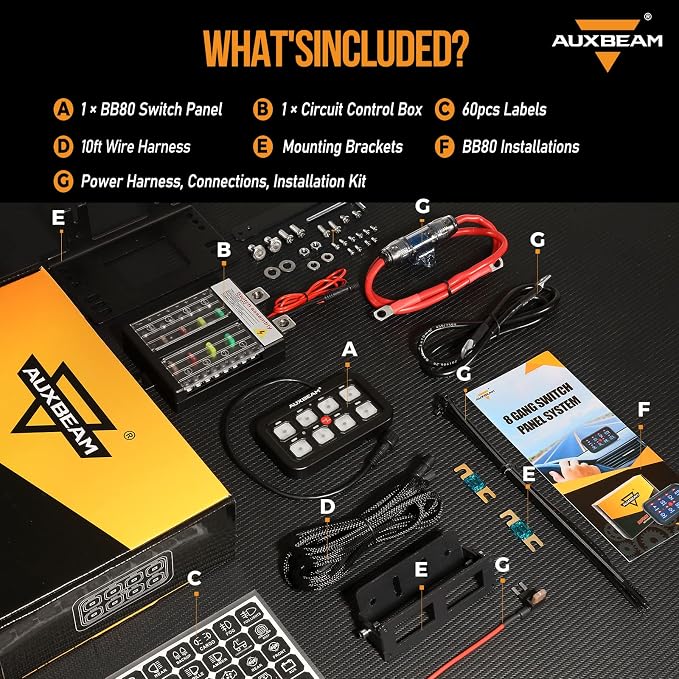 Auxbeam 8 Gang Switch Panel BB80, Universal Circuit Control Relay System Box - Image 7