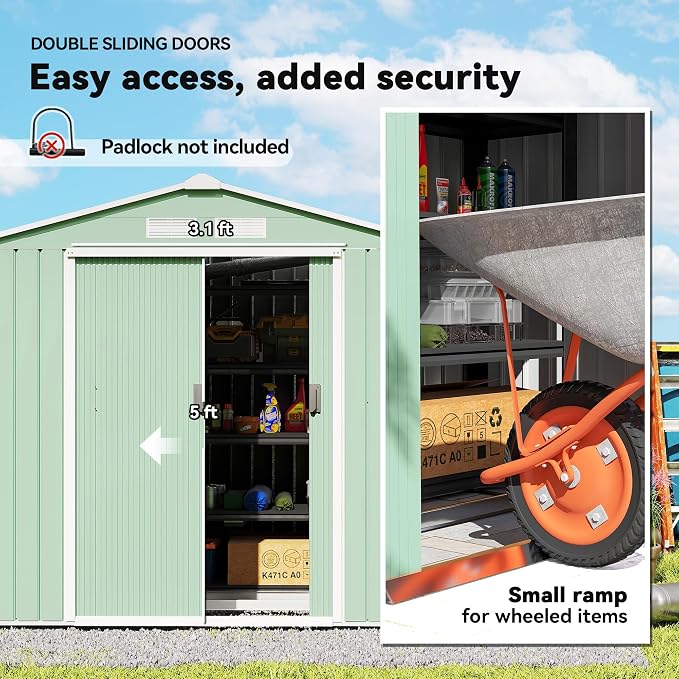 Outsunny 7' x 4' Outdoor Storage Shed, Garden Tool Metal Shed - Image 4