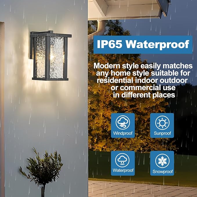 Outdoor Wall Sconce E26 Base Metal Frame - Image 8