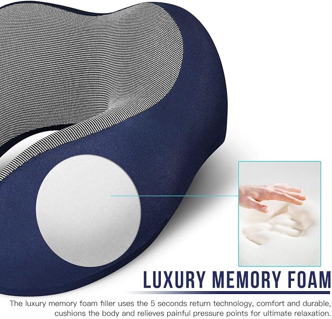 MLVOC Travel Pillow 100% Pure Memory Foam Neck Pillow, Comfortable & Breathable - Image 4