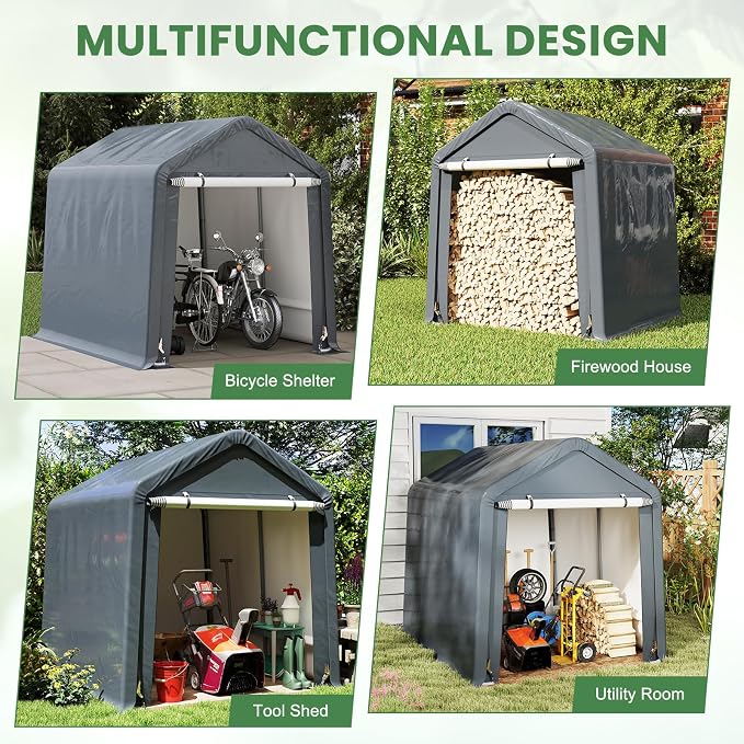 Tangkula 8x6.5Ft Portable Shed, Outdoor Storage Shelter - Image 7