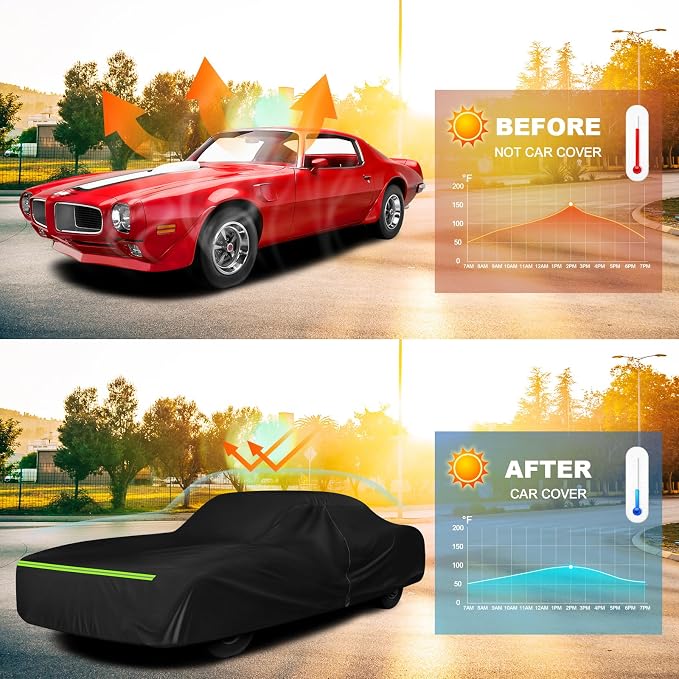 QUNSUNUS Waterproof Car Cover for Pontiac Firebird 1967-1992, Outdoor Car Covers - Image 6