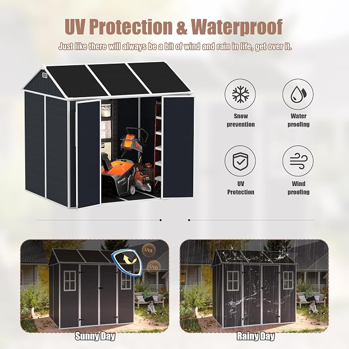 8x7 FT Outdoor Storage Resin Shed - Image 4