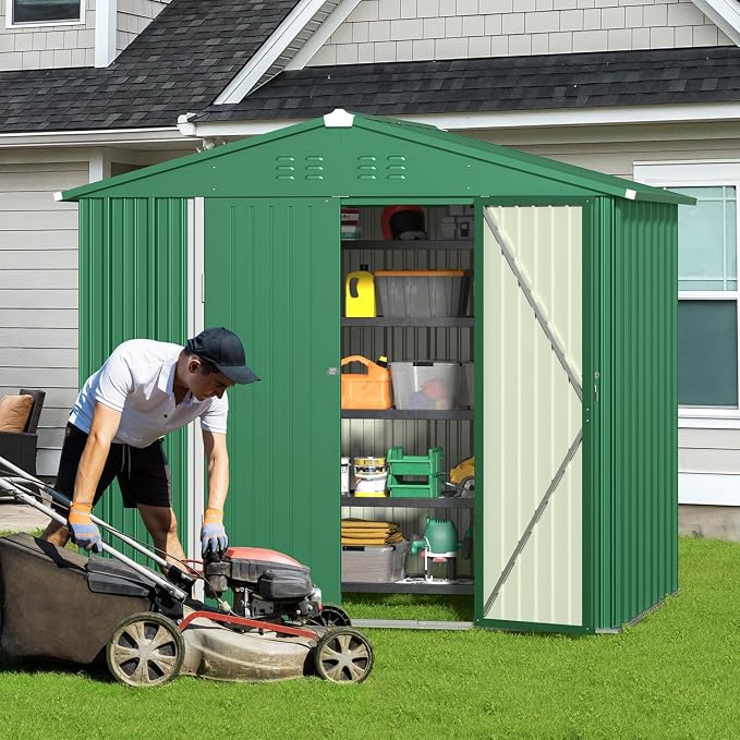 Gizoon Outdoor Storage Shed 8 x 6 FT, Galvanized Metal Garden Shed - Image 2