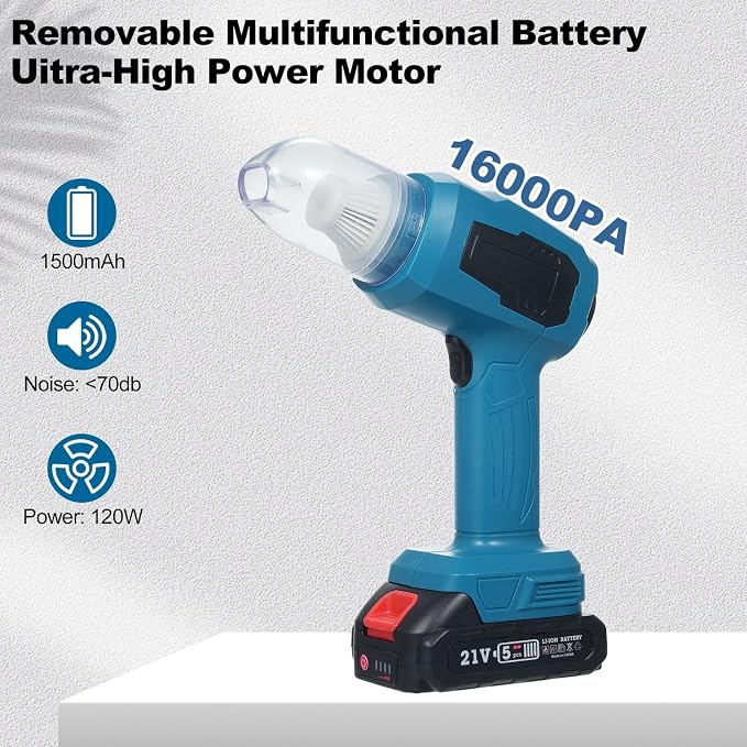 Handheld Car Vacuum, 16000PA 4 in 1 Mini Cordless Vacuum Cleaner and Air Duster - Image 2