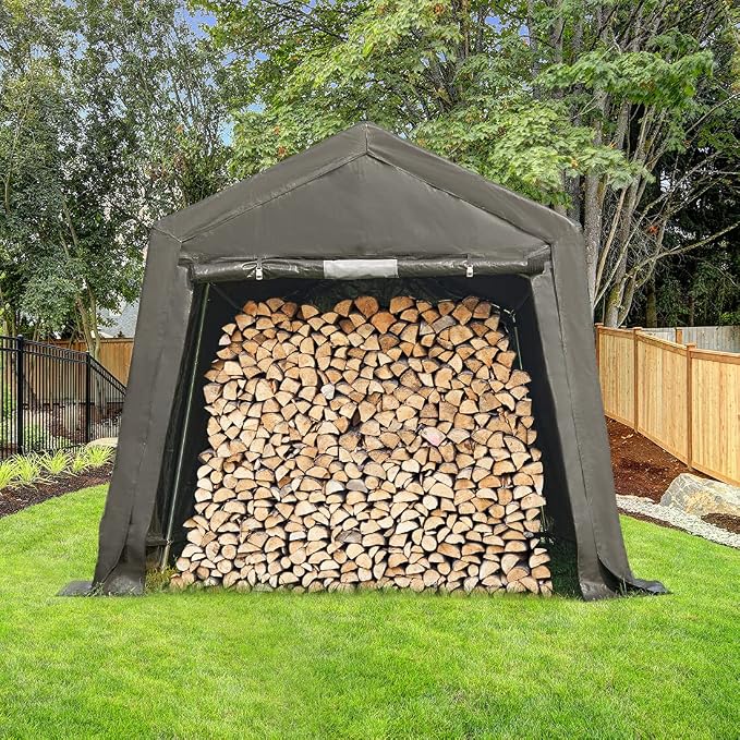 ADVANCE OUTDOOR 8x14 ft Steel Metal Peak Roof Portable Garage Shelter Storage - Image 9
