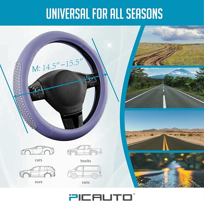 PIC AUTO Gel Particles Steering Wheel Cover, Universal Fit 14.5"-15.5" - Image 6
