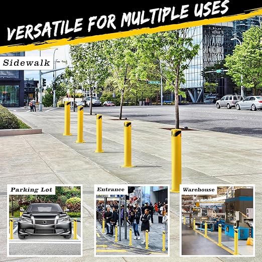 2 Pack Safety Bollard Post, 42 Inch Height 4.5 Inch Diameter Yellow Pipe Safety - Image 5