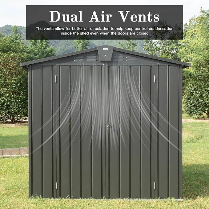 IKERY Galvanized Steel Storage Shed 6.5' x 4.2' - Image 2