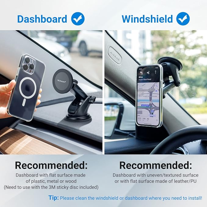 PROfezzion Suction Cup & Vent Clip Combo Magnetic Phone Holder Compatible - Image 4