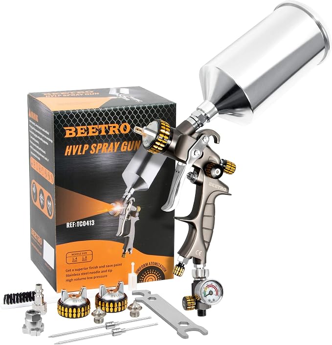 BEETRO HVLP Air Spray Gun, 1000ml Capacity 14.3CFM 29-32psi 1.4mm/1.8mm Nozzles - Image 9