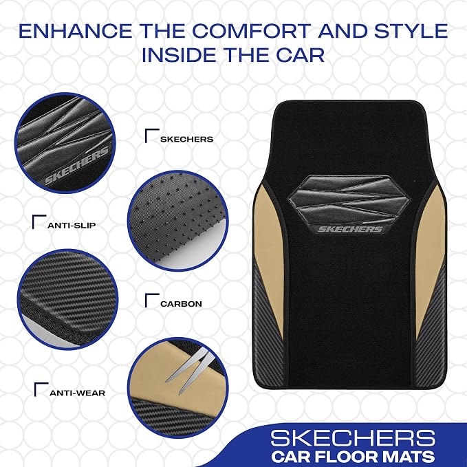 Skechers Car Floor Mats, Waterproof Universal Fit Car Mats, Faux Leather Car - Image 4
