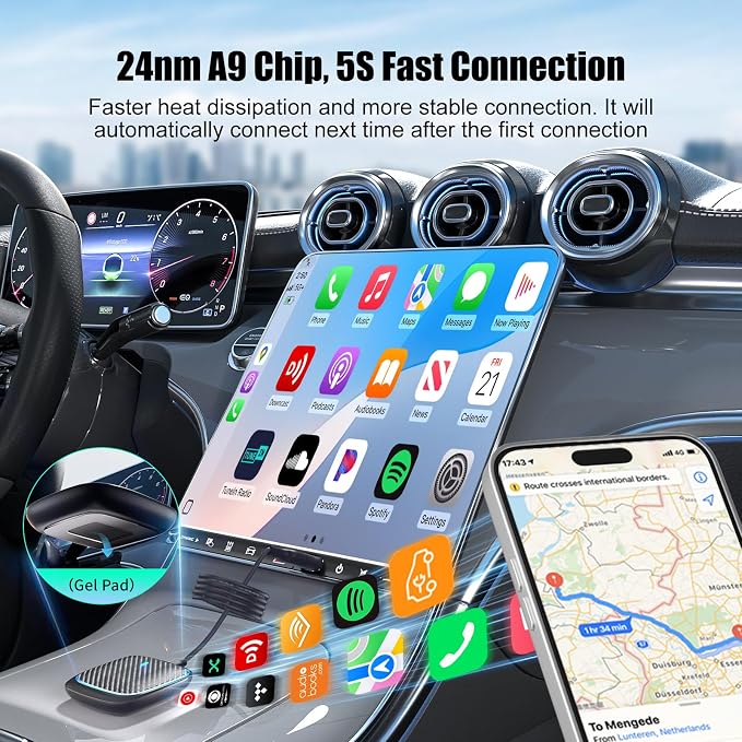 Wireless CarPlay Adapter for iPhone, Convert Wired to Apple Car Play Wireless - Image 3