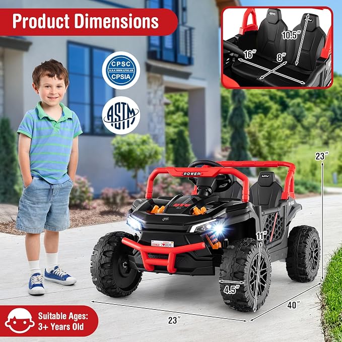 Costzon Kids UTV, 12V Battery Powered Electric Off-Road Car w/Remote Control - Image 6