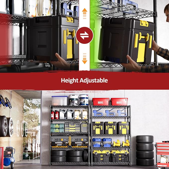 IZEUK 5-Tier Heavy Duty Metal Storage Shelving Unit, Adjustable Steel Wire Rack - Image 3